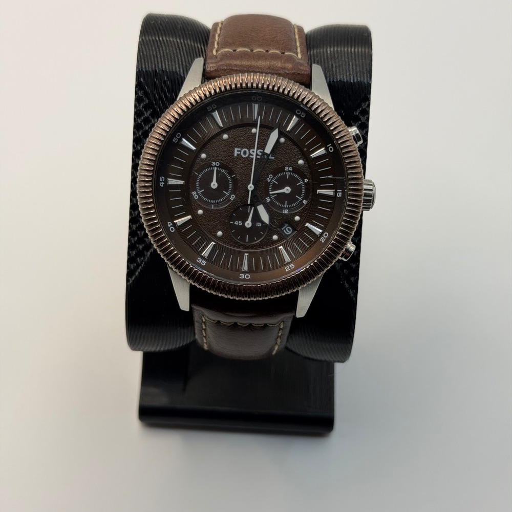Fossil Chronograph Watch Mens Neutra 44mm Brown Leather FS-4591 Casual
